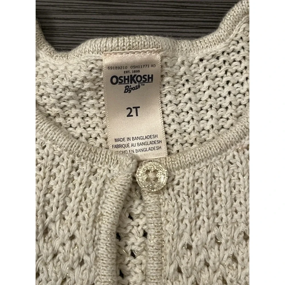 New Oshkosh B'gosh Girl's Gold Glitter Beige Knit Vest Sz 2T Sparkle‎ NWT